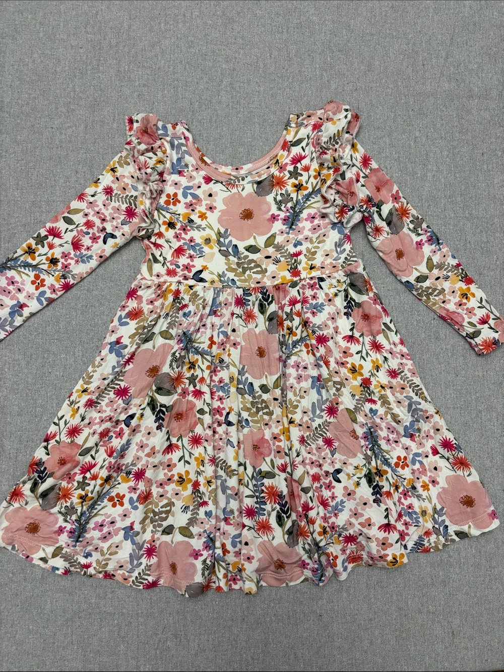 Little Sleepies Mauve Meadow Floral Long-Sleeve Dress - Pink Multi 3T